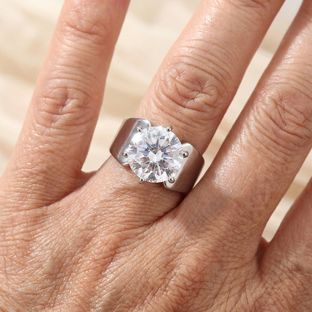 Anello a Fascia Larga in Zirconia Cubica Bohemien