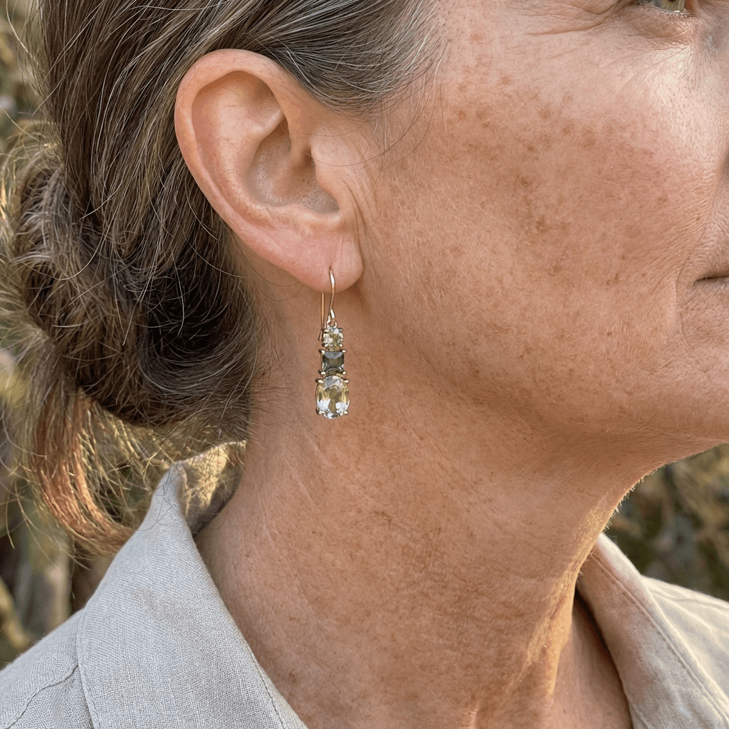 Orecchini Geometrici in Zirconia Verde Boho