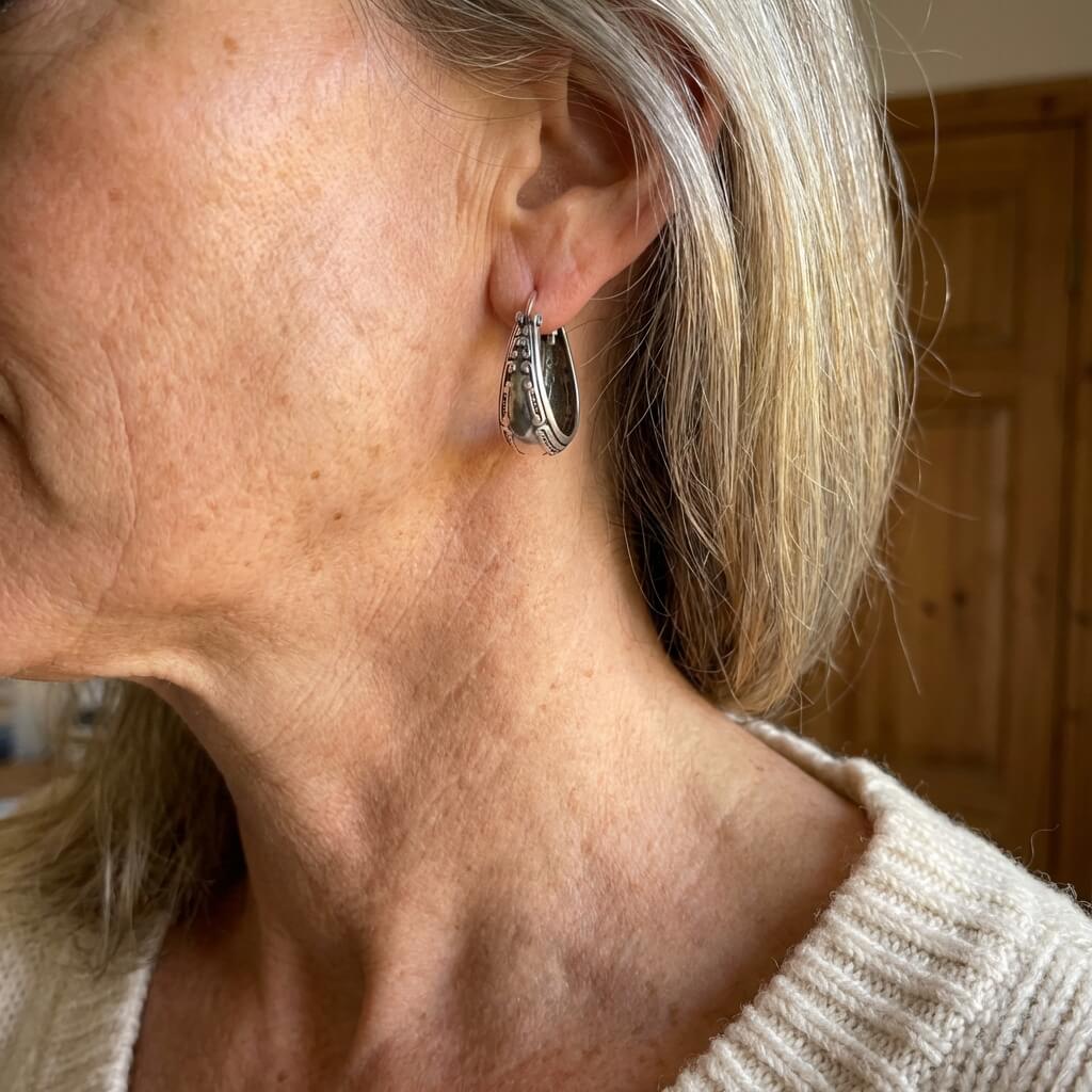 Orecchini Pendenti Vintage Bohemien Incisi a Fiore
