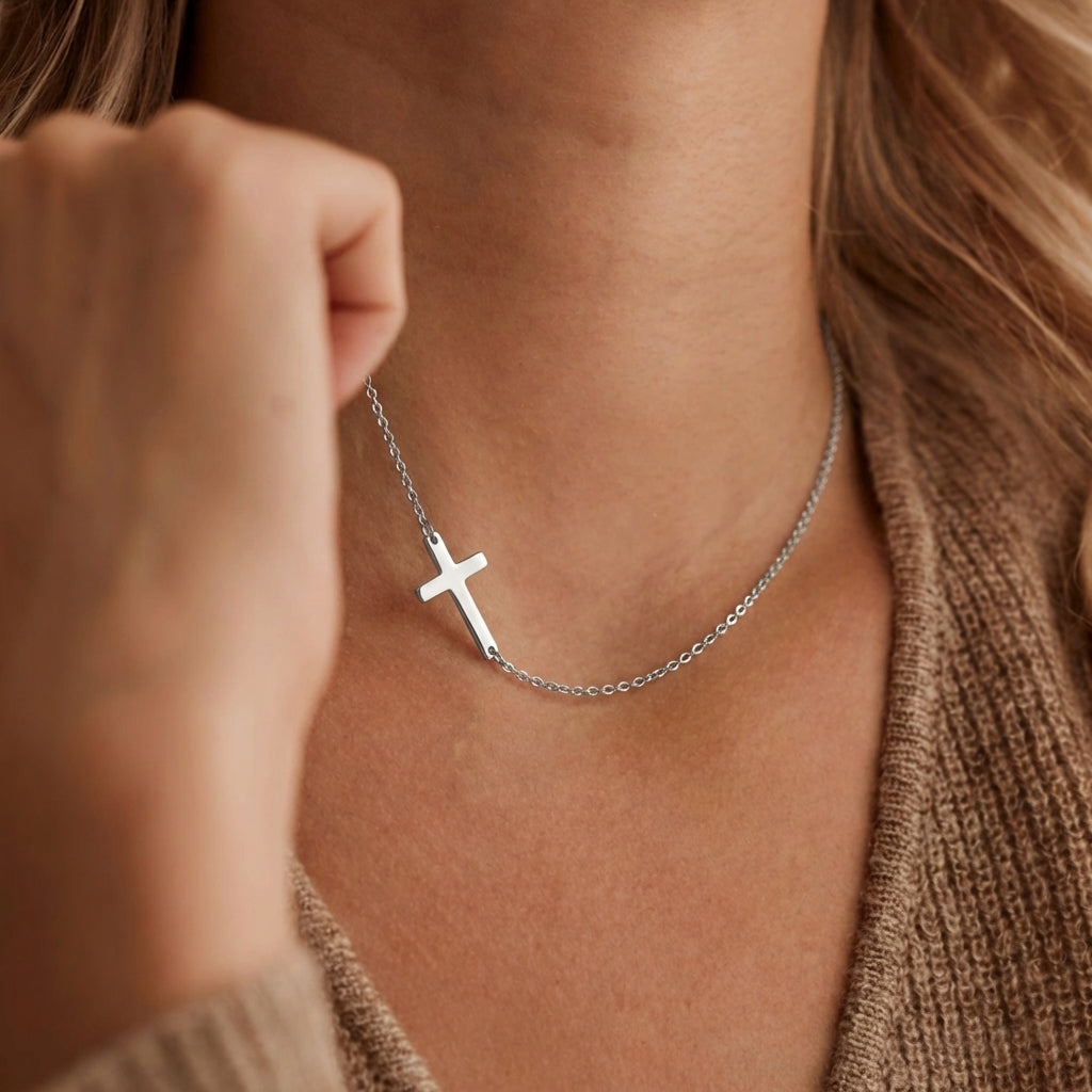 Angelique™ - Collana con Croce e Design Inclinato