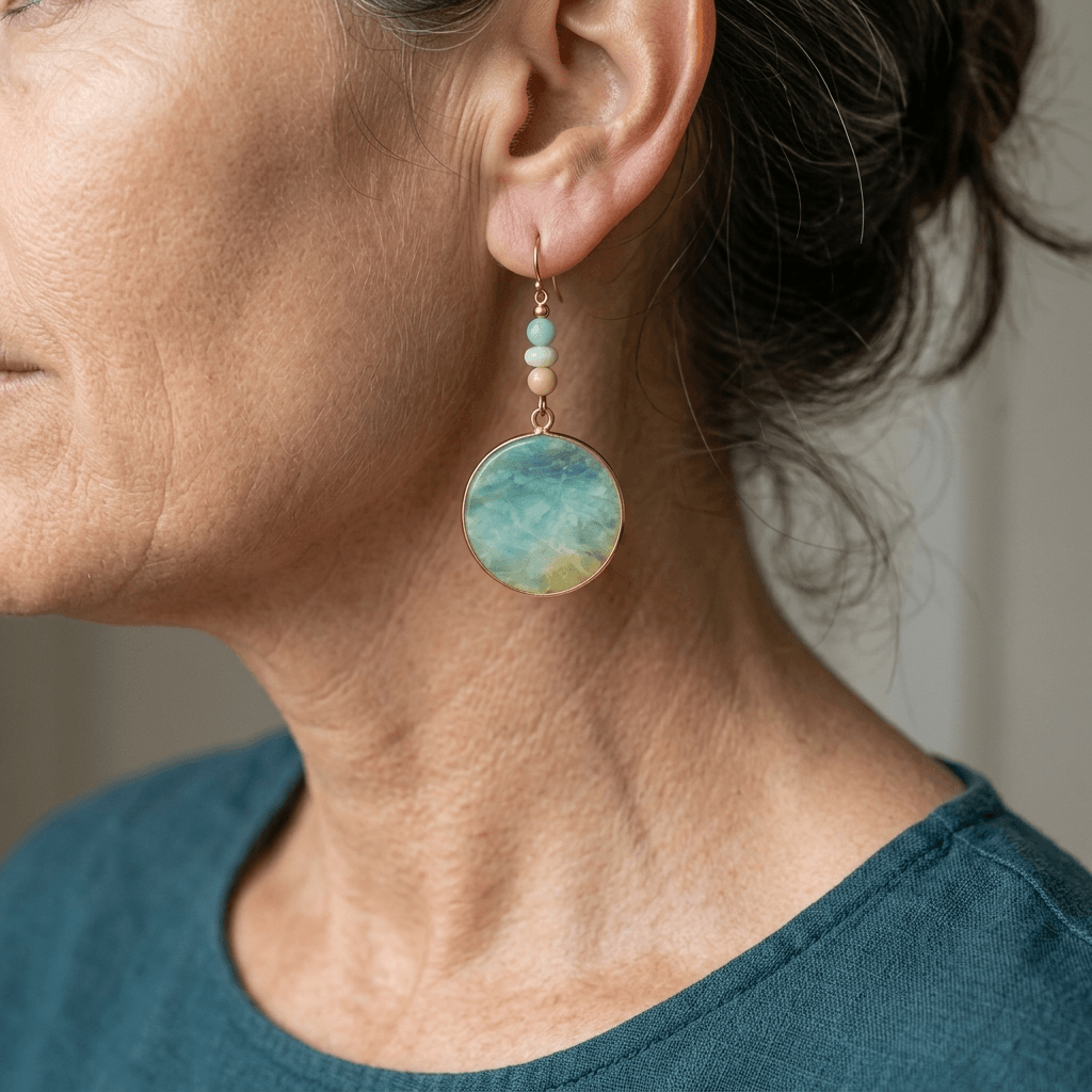 Orecchini a pendente con pietre naturali multicolore