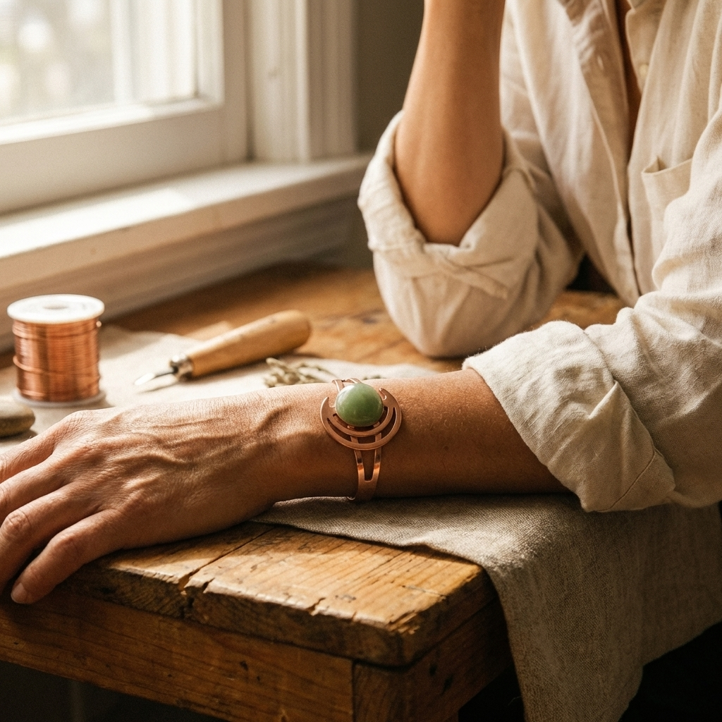 Bracciale in Rame Verde Sferico