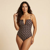 Montessa™ - Costume Modellante a Pois con Scollo a Cuore