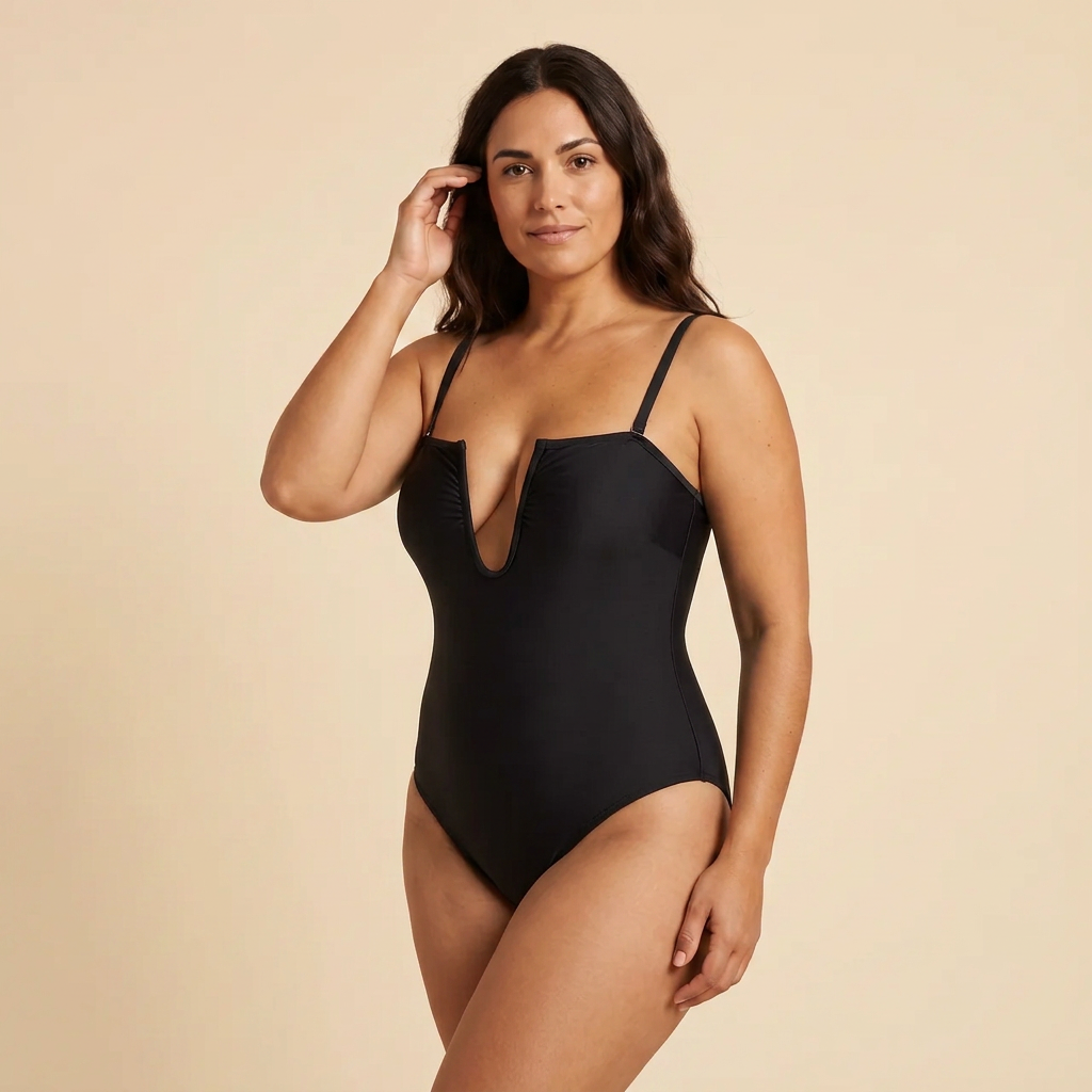 Montessa™ - Costume Modellante a Pois con Scollo a Cuore