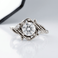 Alea™ - Anello vintage ornato con diamante argentato