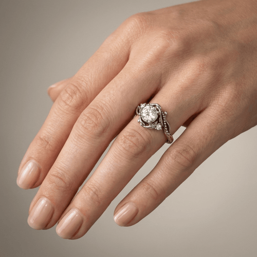 Alea™ - Anello vintage ornato con diamante argentato