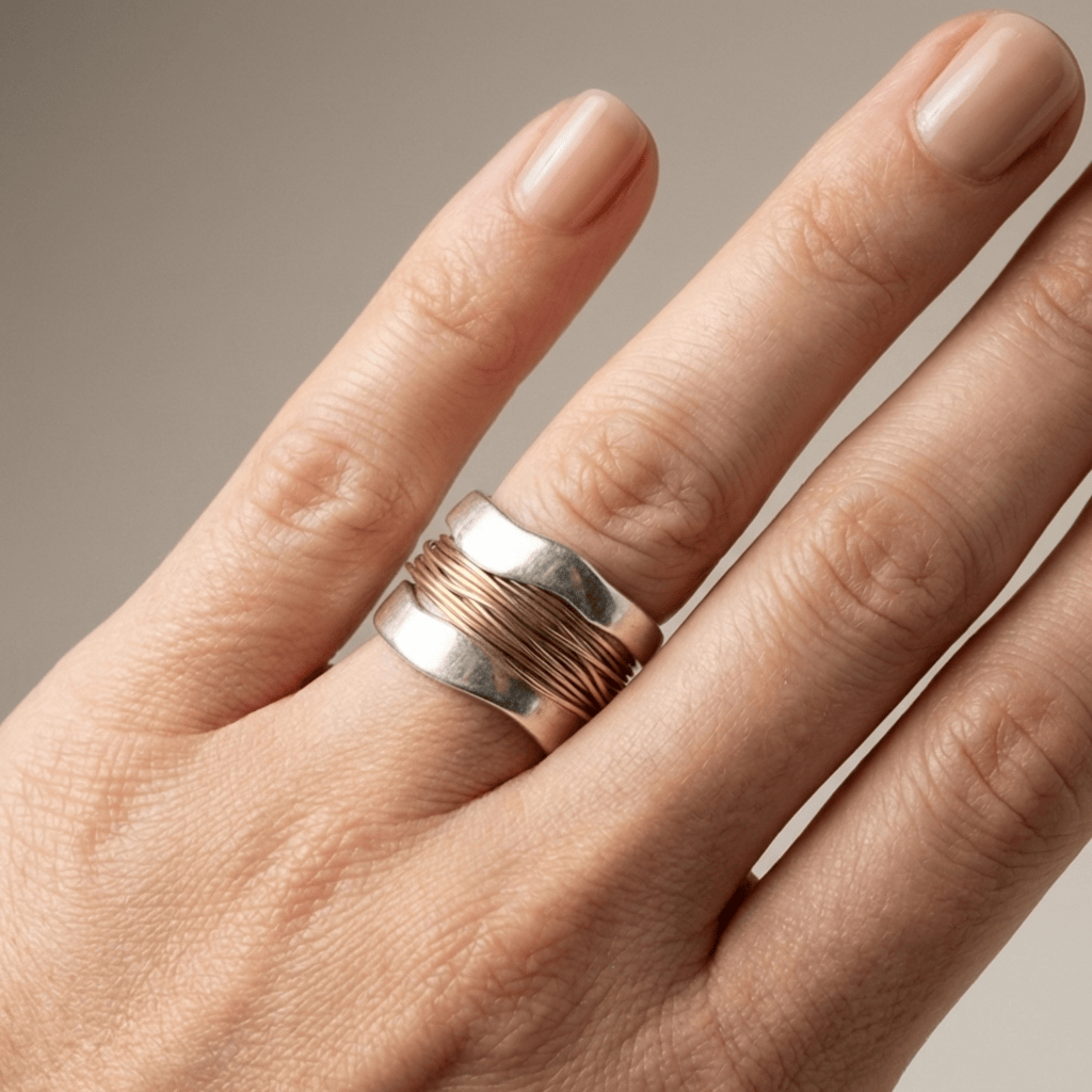Riva™ - Anello artigianale in argento e oro