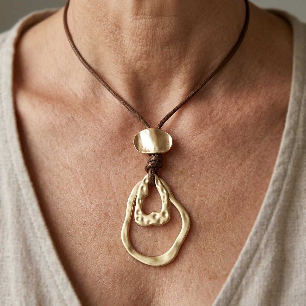 Collana Geometrica in Pelle Marrone Bohemien