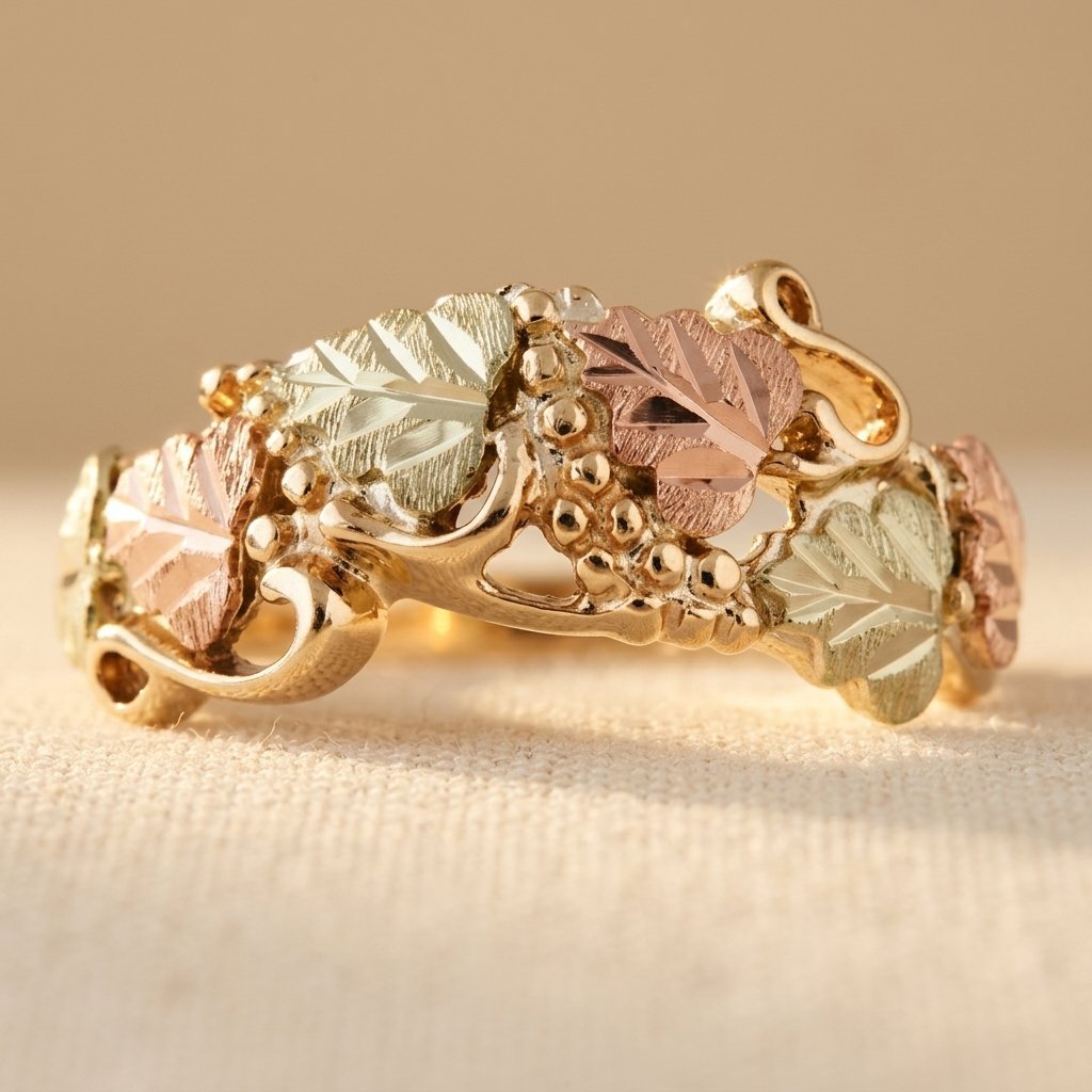 Anello Vintage Bohemien in Rame con Rosa e Verde