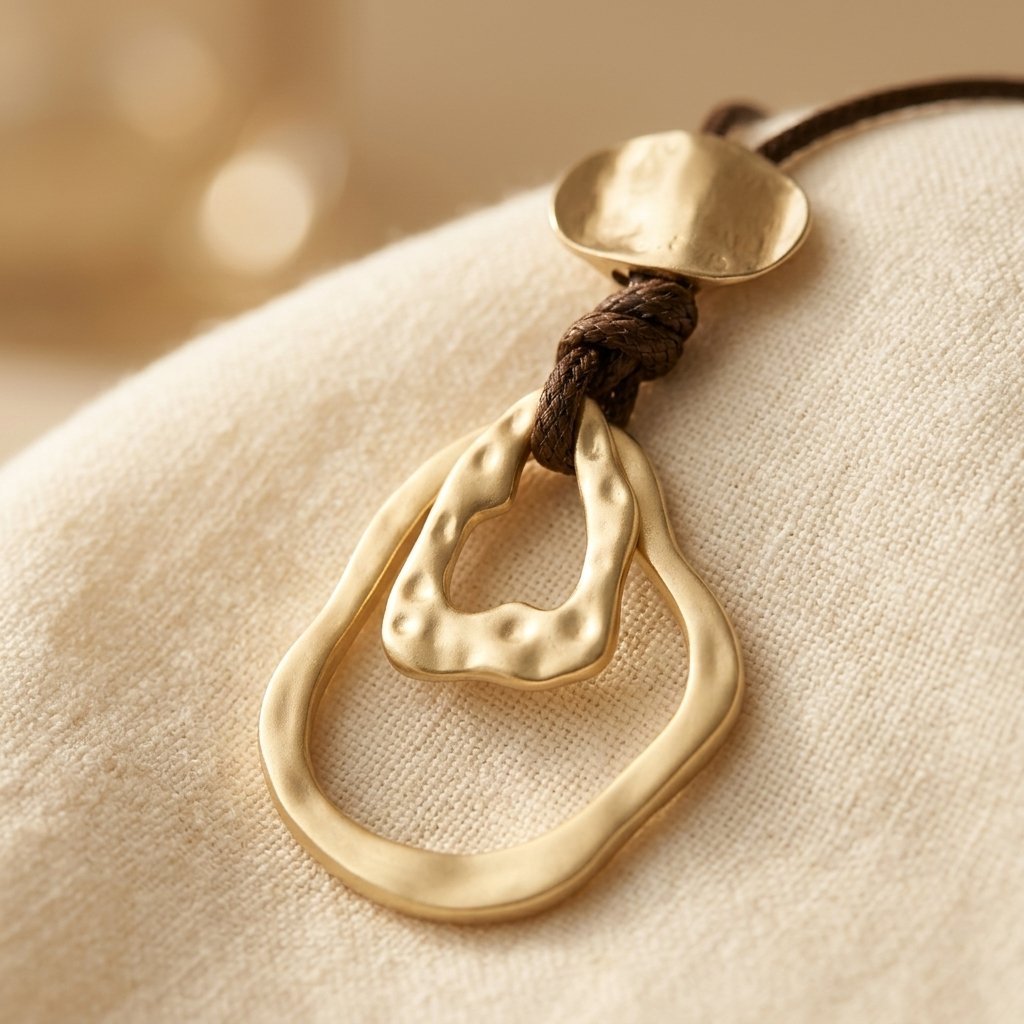 Collana Geometrica in Pelle Marrone Bohemien