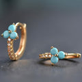 Orecchini a Cerchio in Zirconia Blu Retro Bohemien