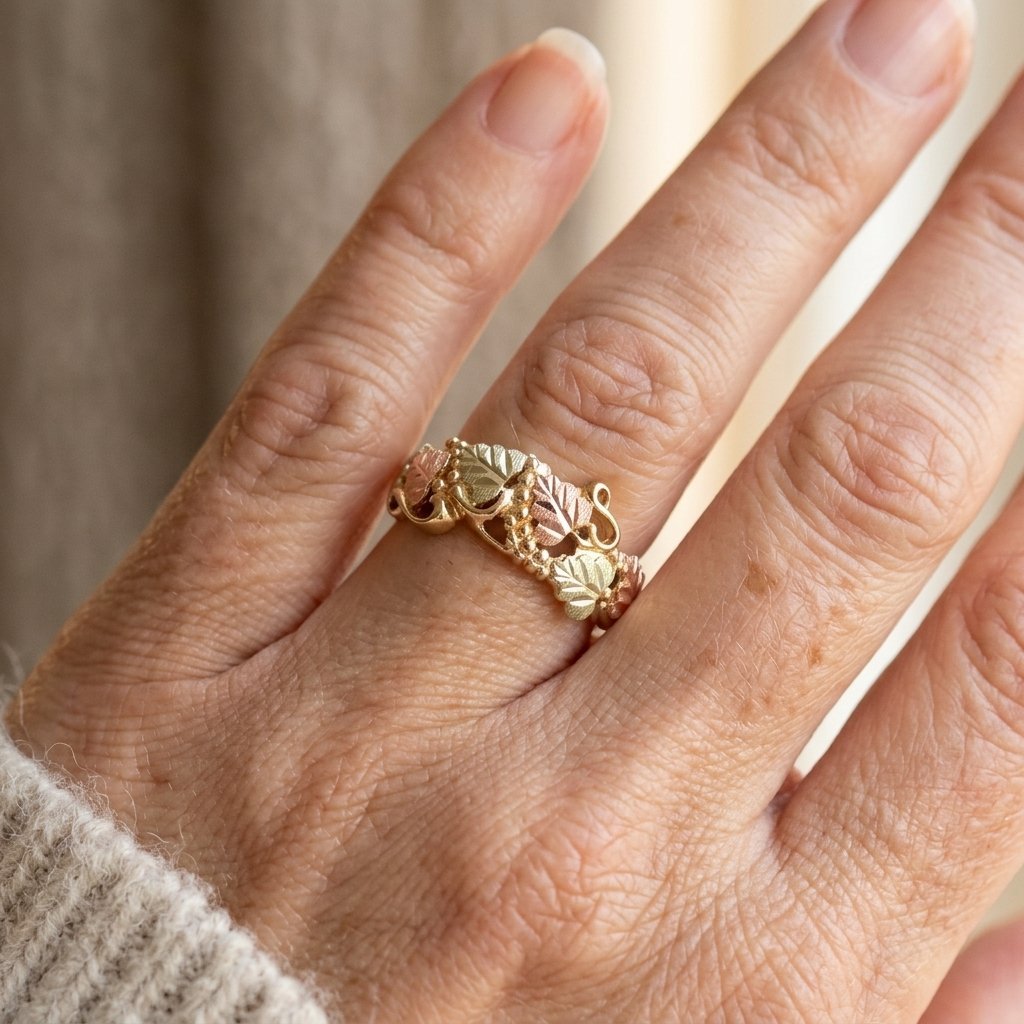 Anello Vintage Bohemien in Rame con Rosa e Verde