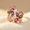 Anello da Sposa Boho a Doppio Fiore in Zirconia