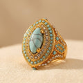 Anello di Lusso Bohemien Vintage in Gemma Sintetica Turchese