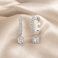 Orecchini in Oro Bianco con Moissanite a Taglio Rotondo