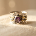 Anello in Cristallo di Ametista Bohemien per Meditazione