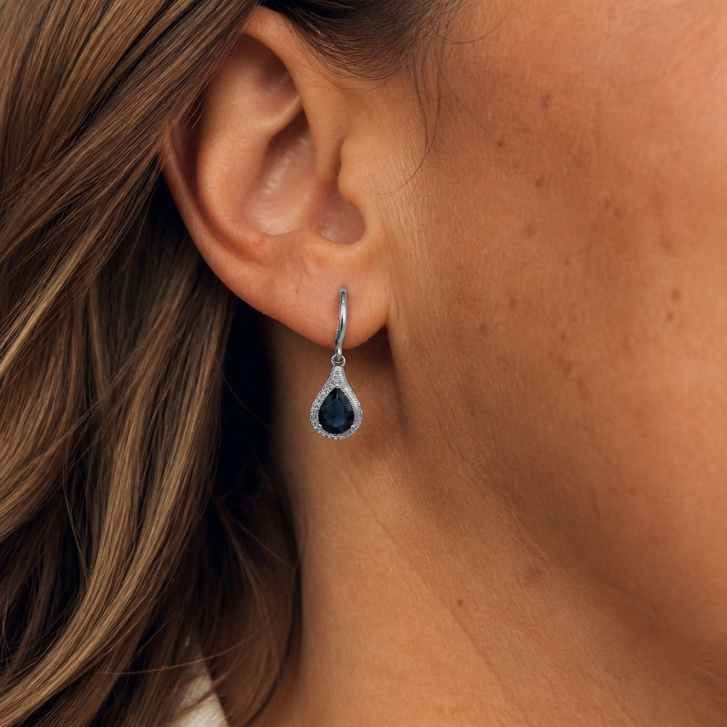 Orecchini Pendenti con Cristalli Blu