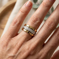 Anello in Zirconia Cubica Bicolore in Oro