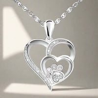 Collana in Argento Sterling con Zampa e Cuore in Zirconia