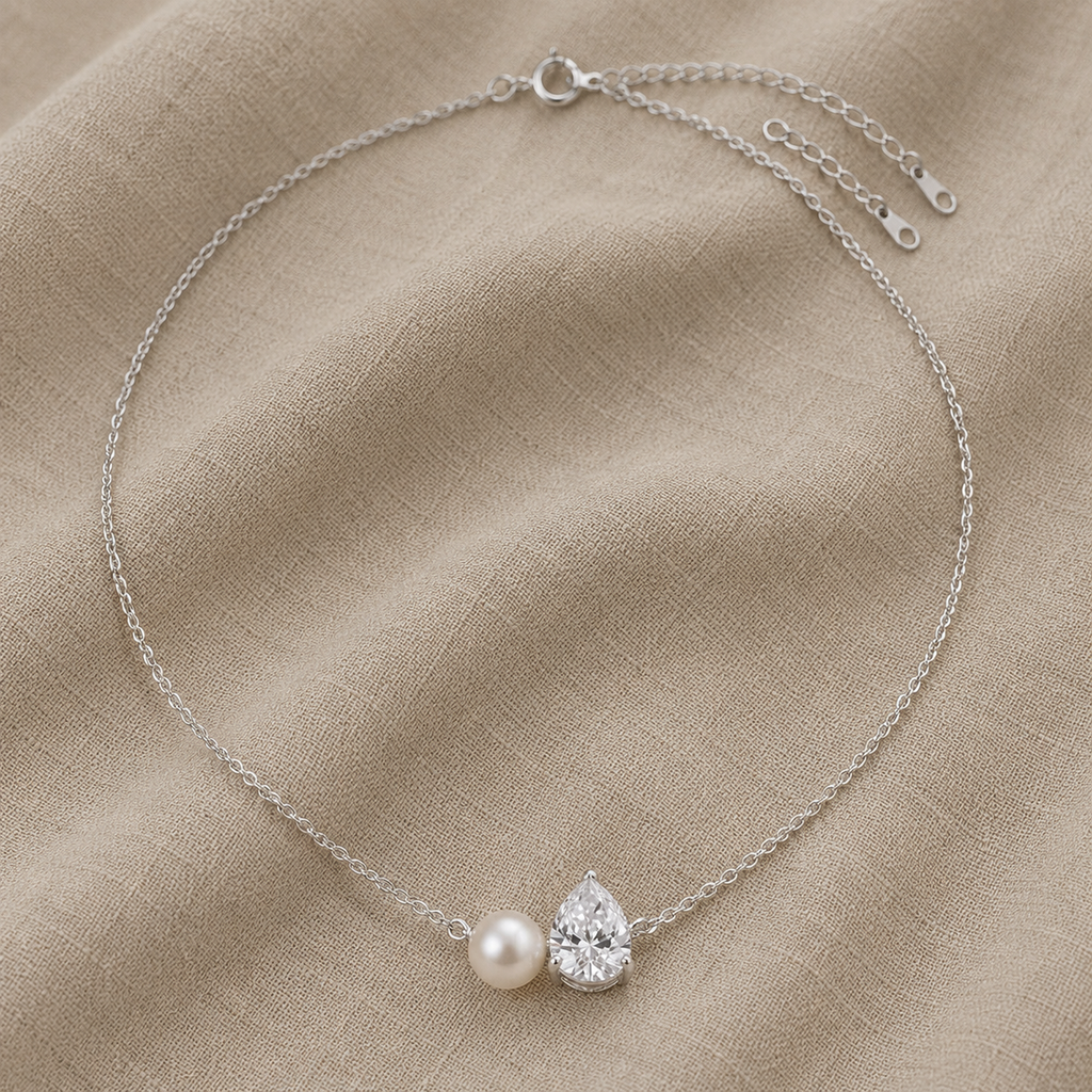 Collana con Charm Duo a Goccia di Perla