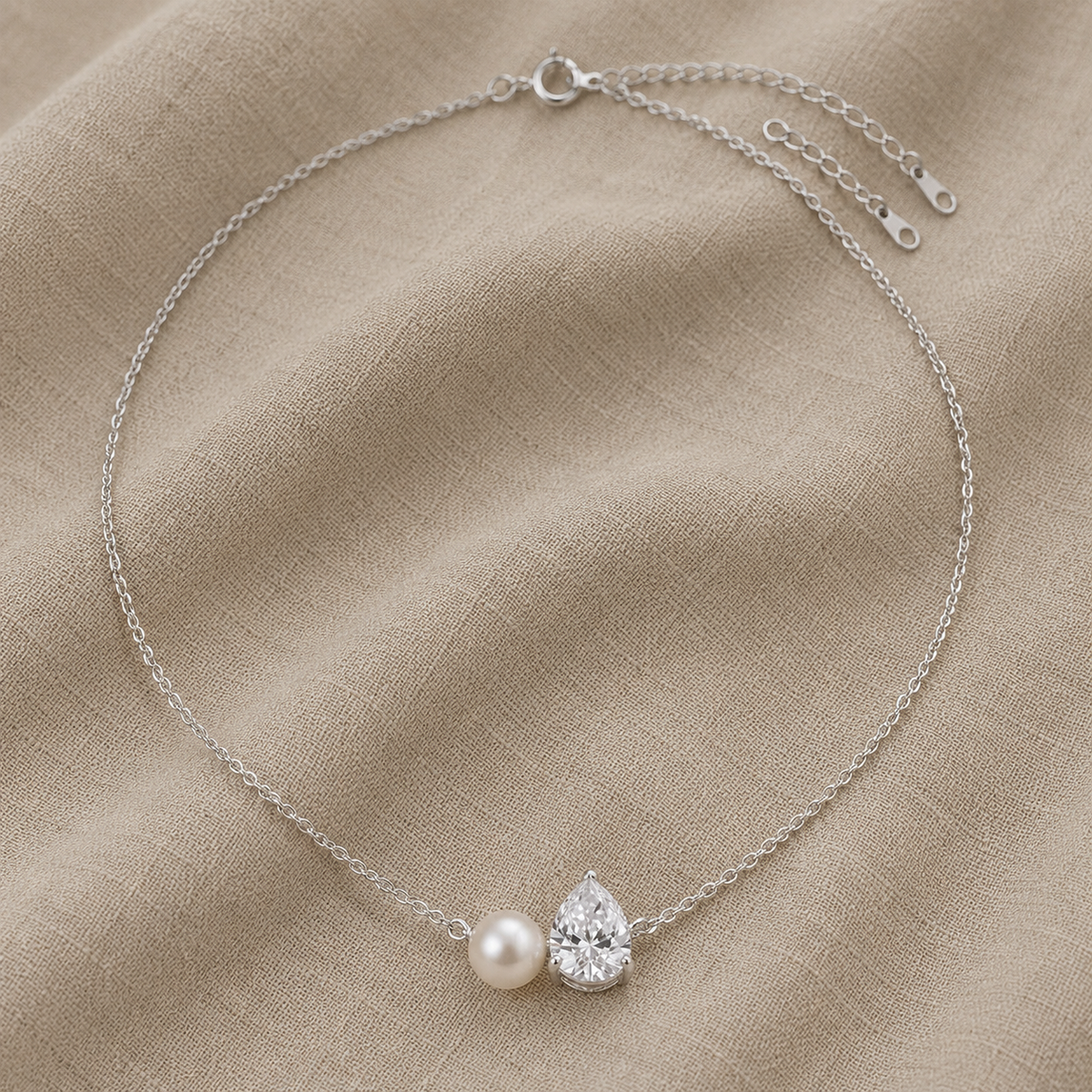 Collana con Charm Duo a Goccia di Perla