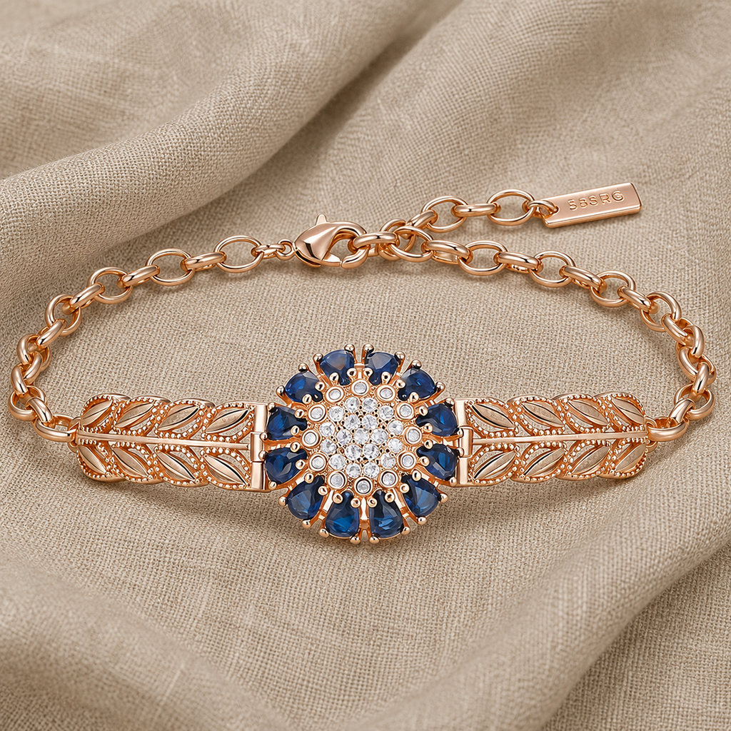 Esclusivo bracciale con cristallo di zirconia blu