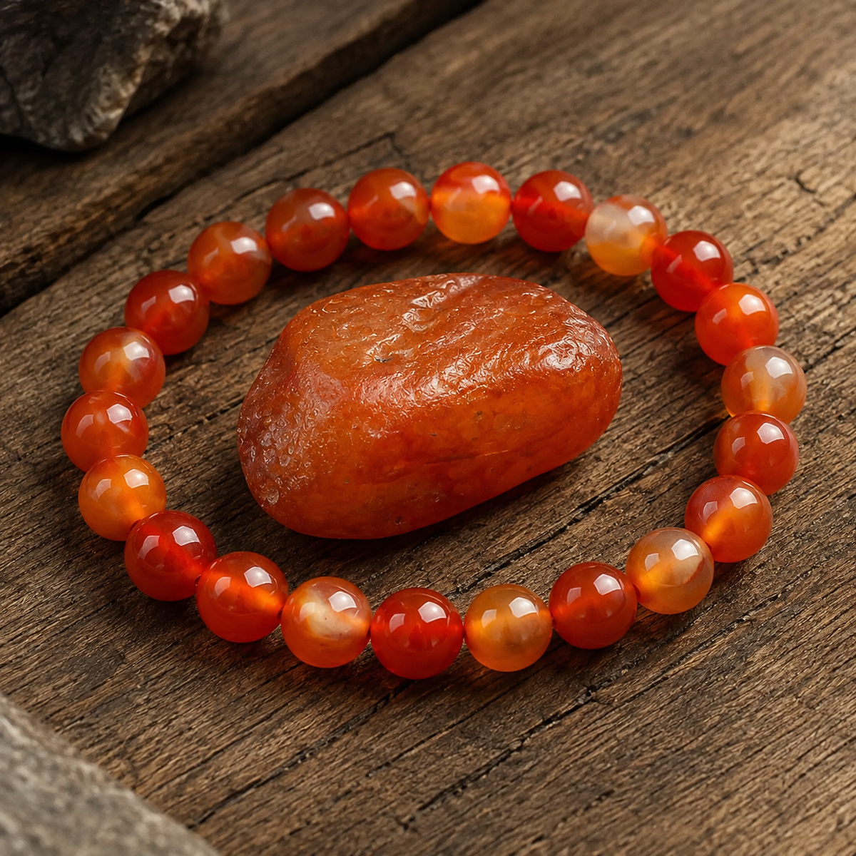 Bracciale in Agata Rossa per Coraggio, Forza e Radicamento