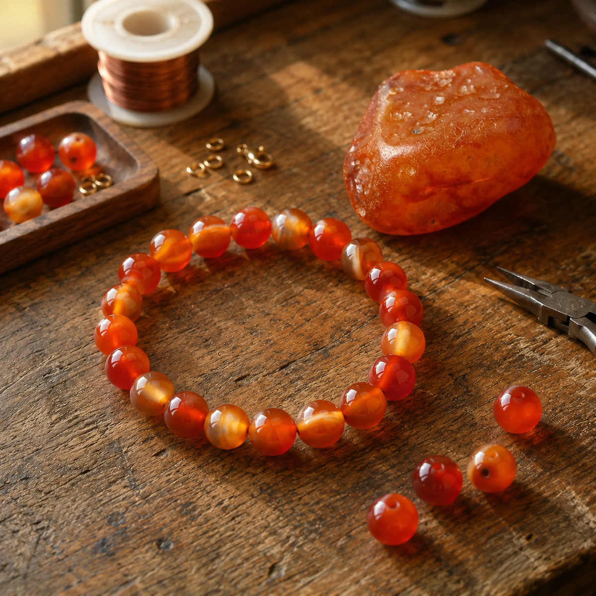 Bracciale in Agata Rossa per Coraggio, Forza e Radicamento