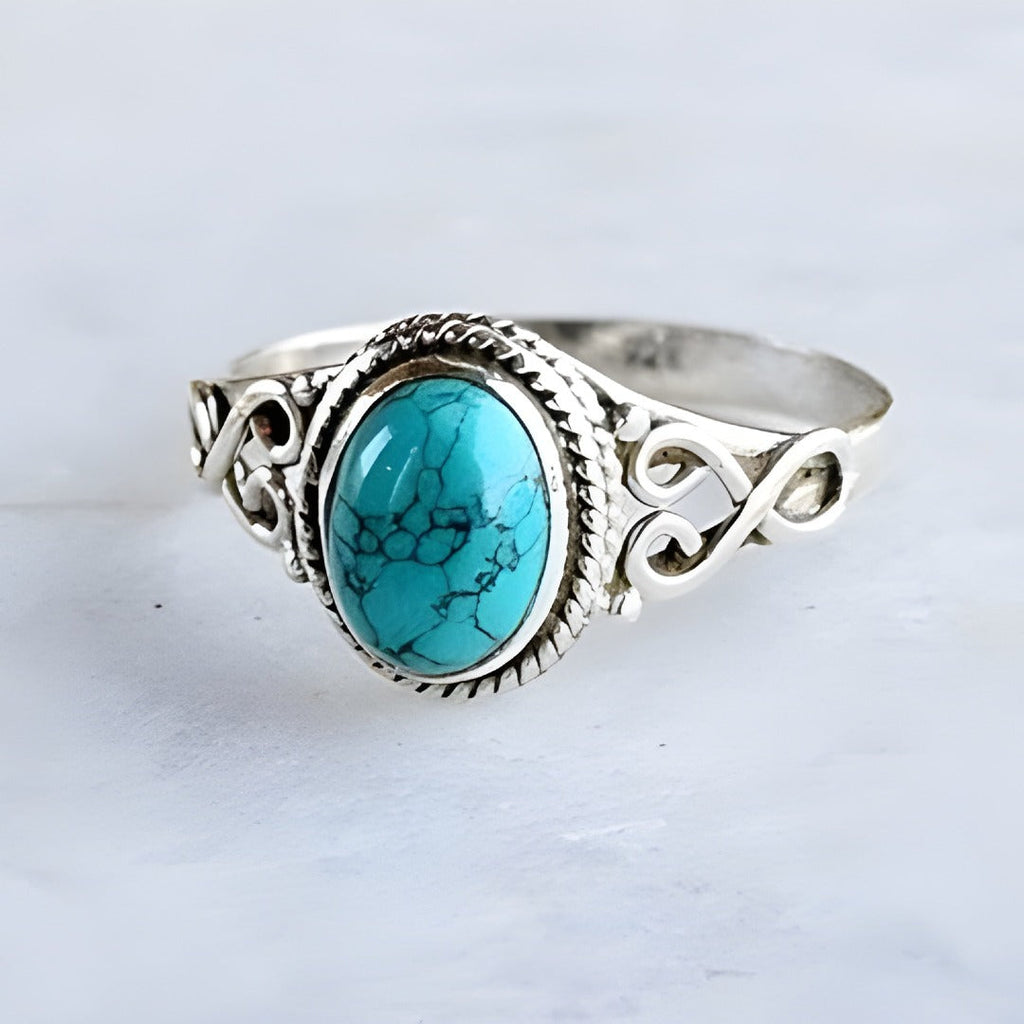 Eleonora™ - Anello Ovale in Argento Sterling con Turchese