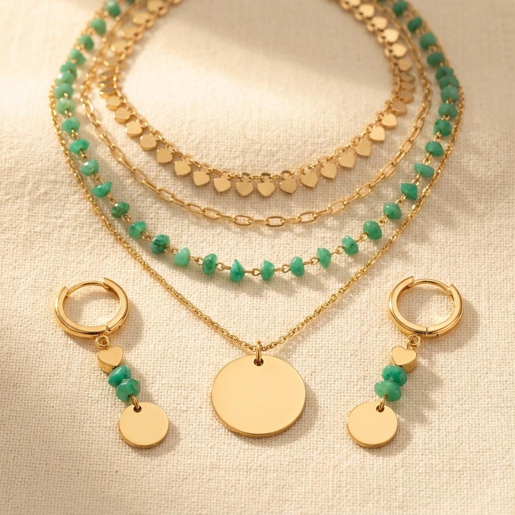 Set di Gioielli Collana Vintage Bohemien con Perline