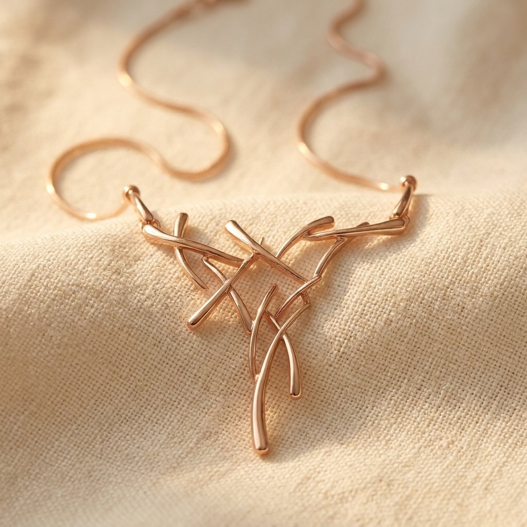 Collana con ramo di corna in oro rosa Boho