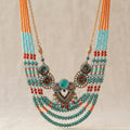 Collana a strati di perline turchesi in stile bohemien