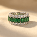 Anello in lega con zirconia cubica verde bohemien