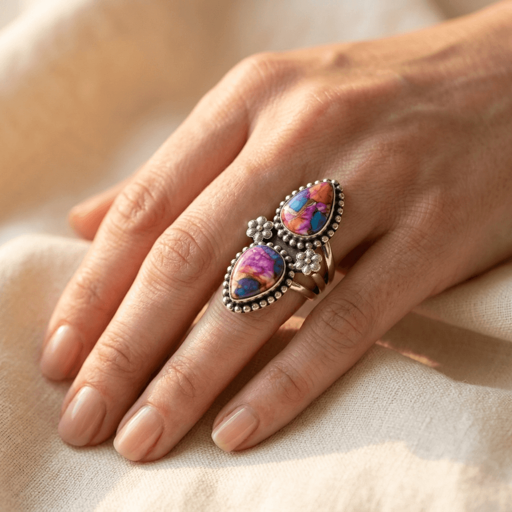 Anello Dichiarativo Incastonato in Turchese Bohemien