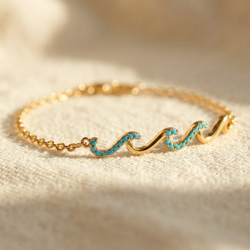 Bracciale Boho Oro Turchese a Onda