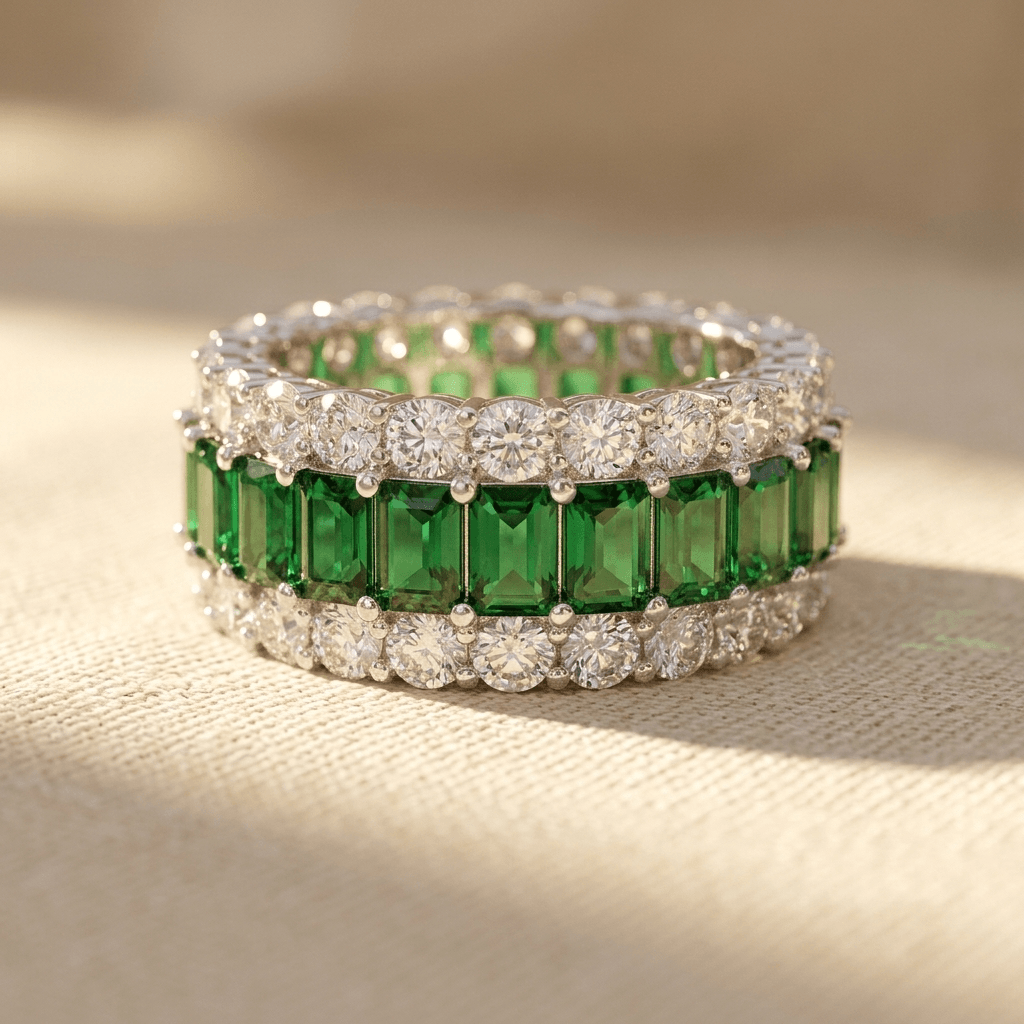 Anello in lega con zirconia cubica verde bohemien