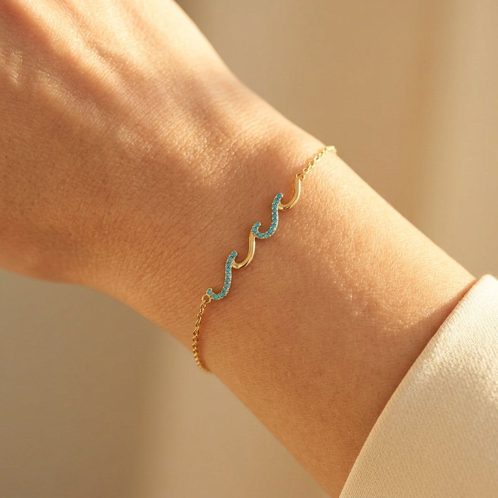 Bracciale Boho Oro Turchese a Onda