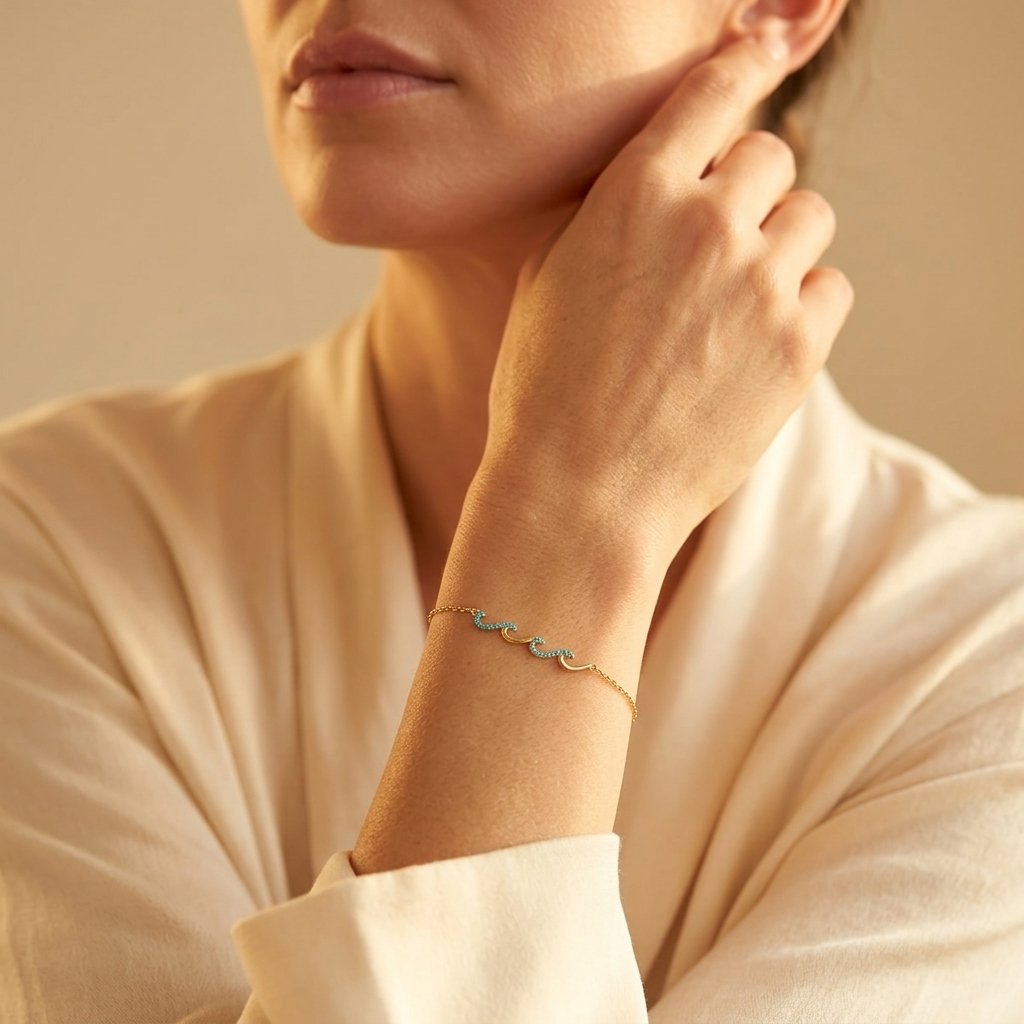 Bracciale Boho Oro Turchese a Onda