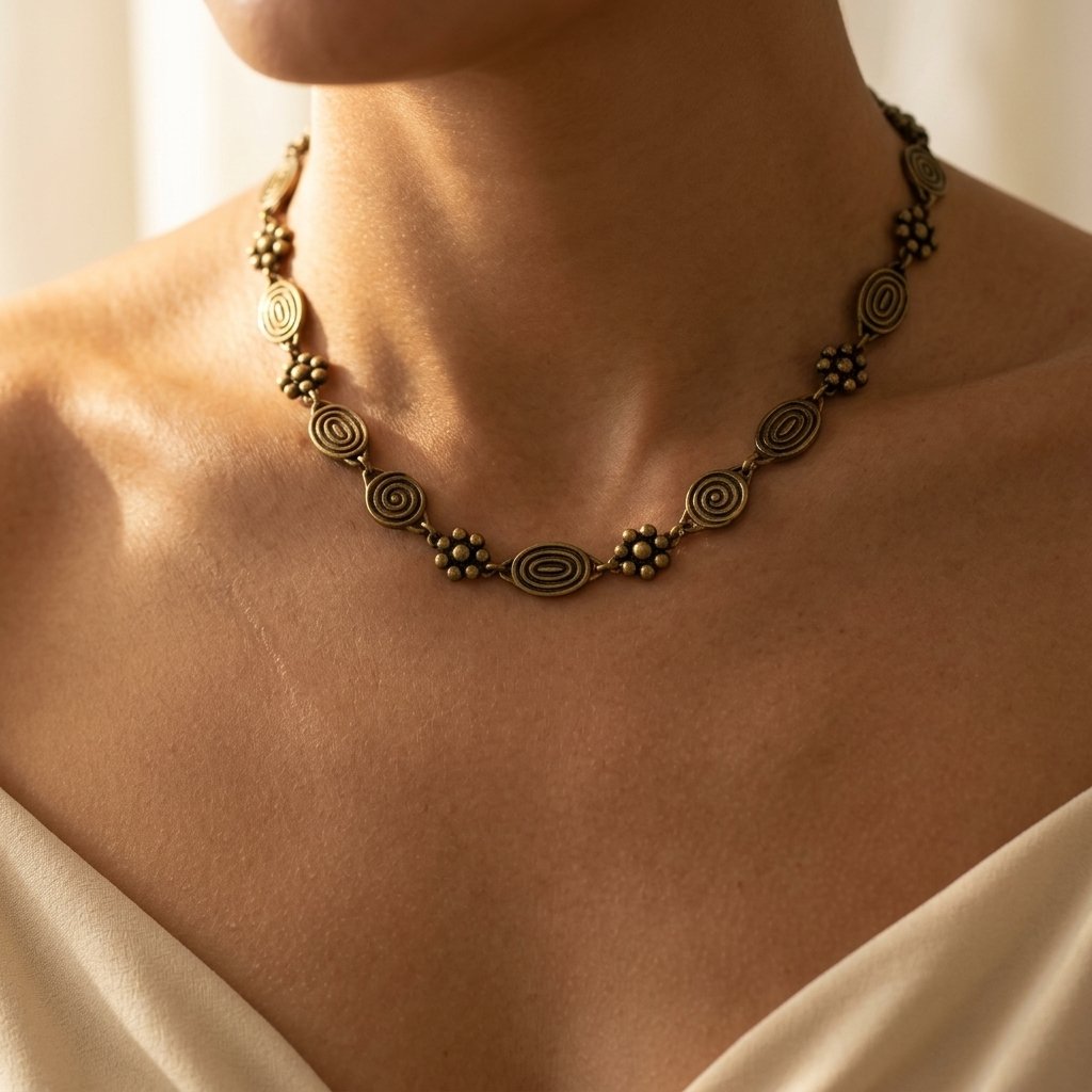 Collana Choker Bohemien con Motivo Floreale