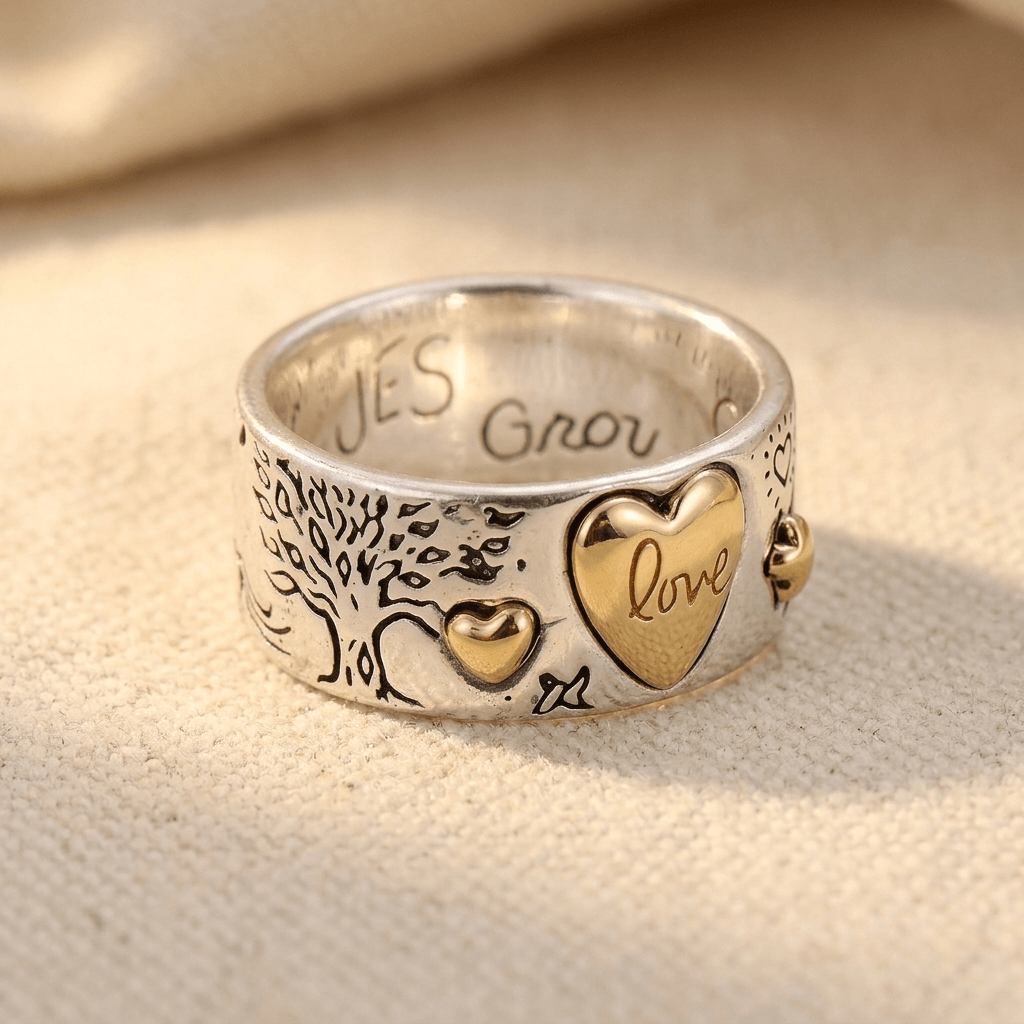 Anello a Cuore Vintage Bohemien in Argento e Oro