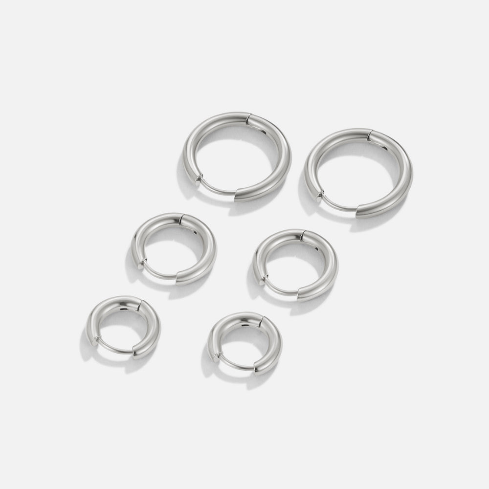 Set di Mini Orecchini a Cerchio Argento Trio