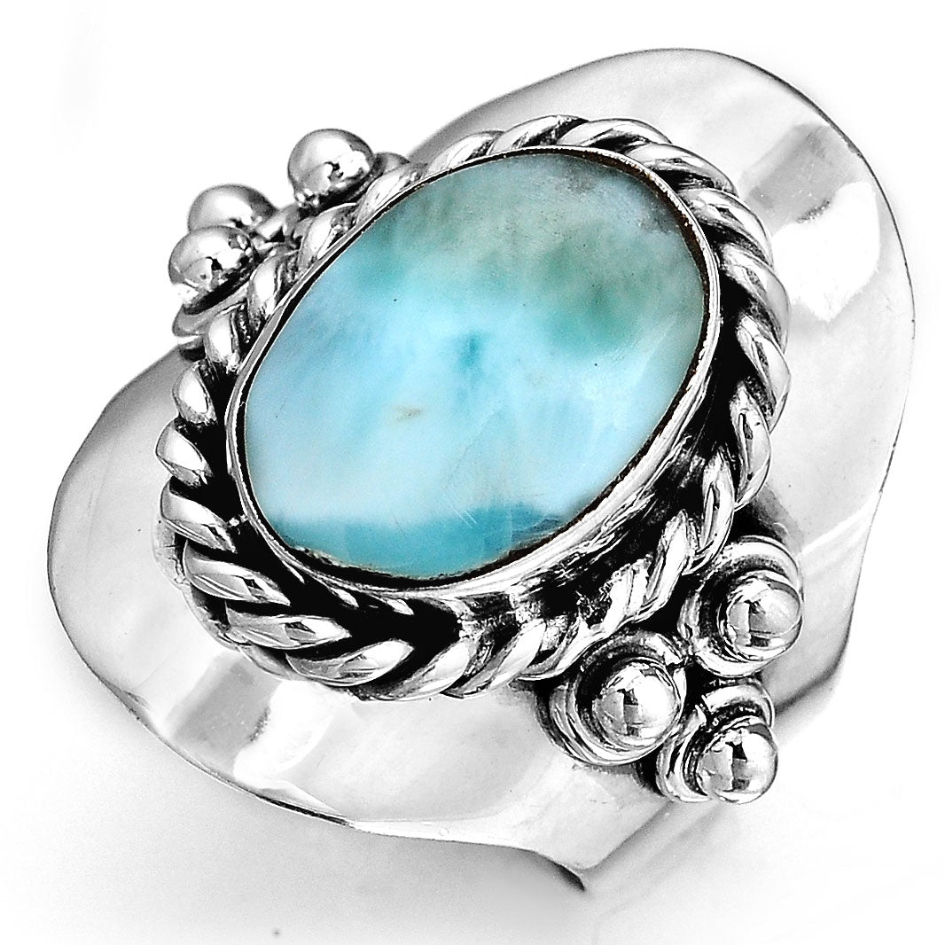 Anello Boho in Argento con Larimar Ovale Vintage