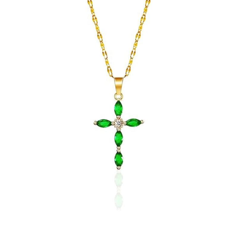 Bea™ - Smeraldo Croce Collana Oro