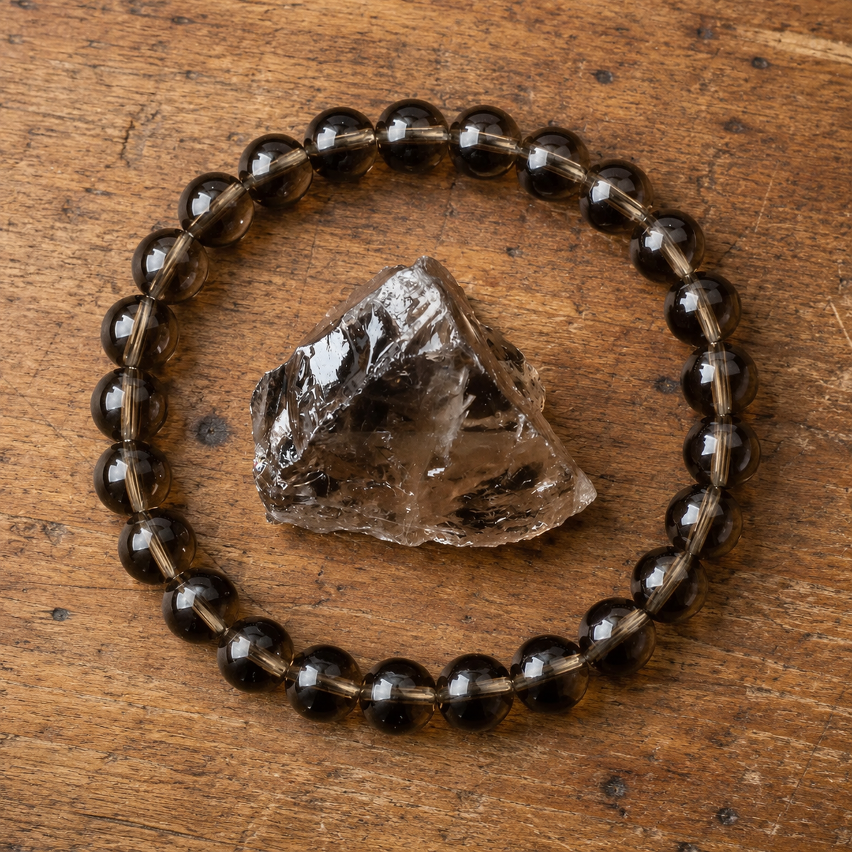 Bracciale in Quarzo Fumè per Calma, Radicamento e Sollievo dallo Stress