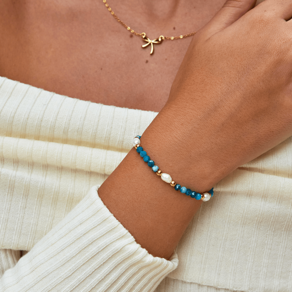 Braccialetto in Blu Turchese e Perle