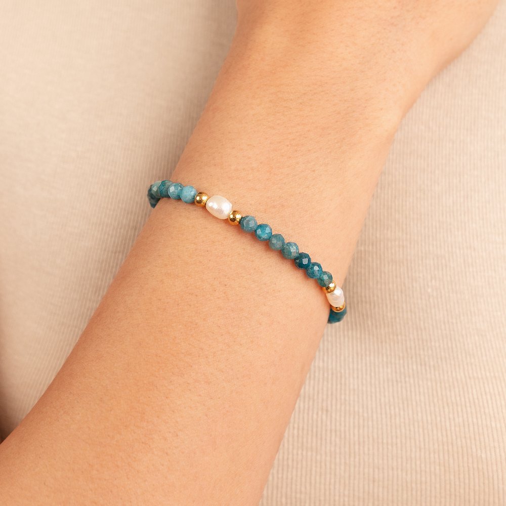 Braccialetto in Blu Turchese e Perle