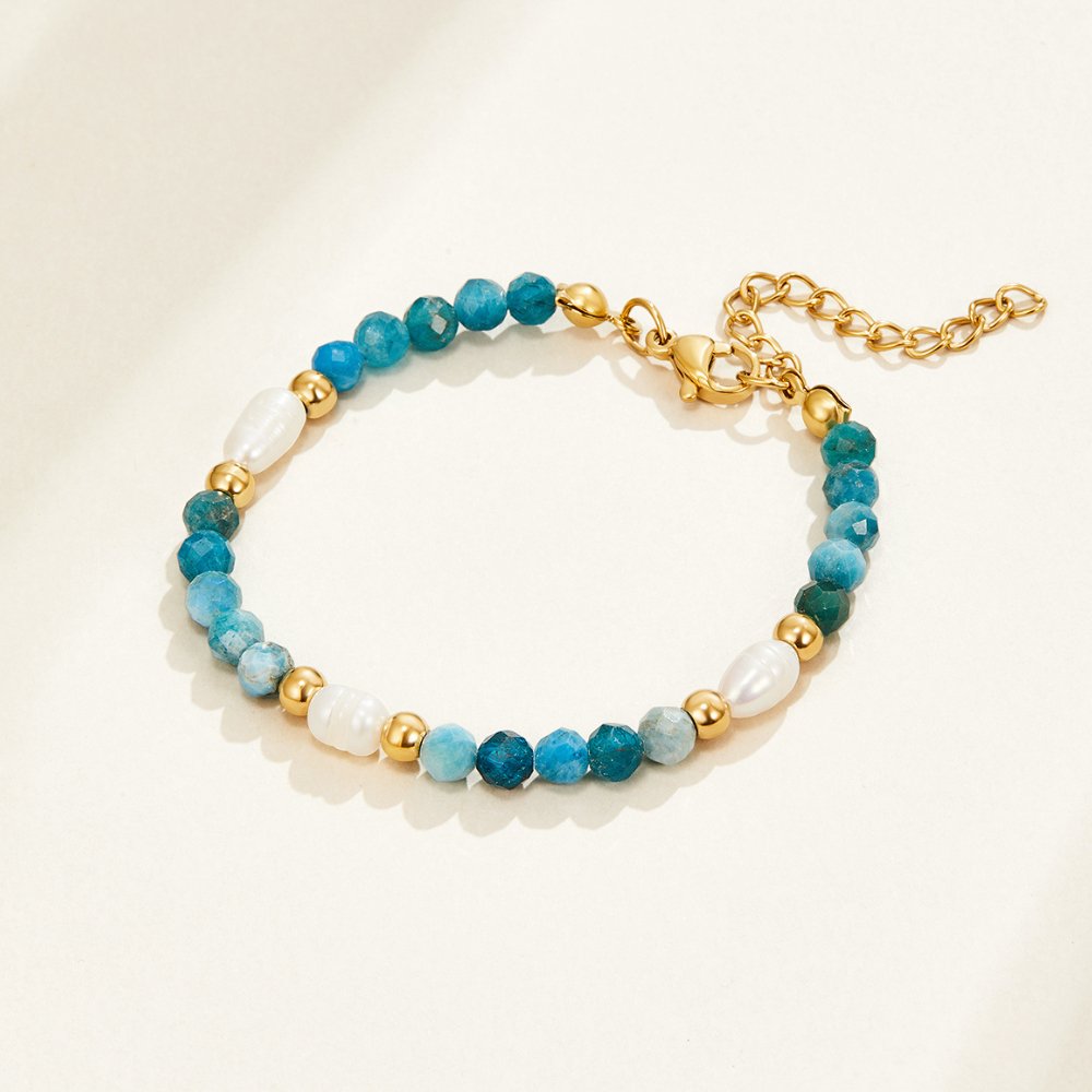 Braccialetto in Blu Turchese e Perle
