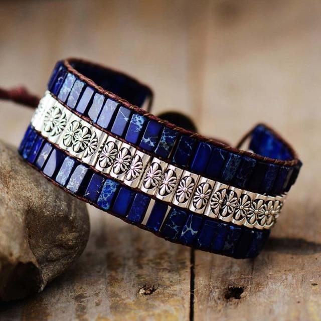 Bracciale Avvolgente in Giada Boho Lotus