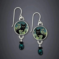 Orecchini Pendenti Vintage Tropical Black Cat