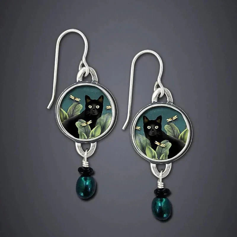 Orecchini Pendenti Vintage Tropical Black Cat